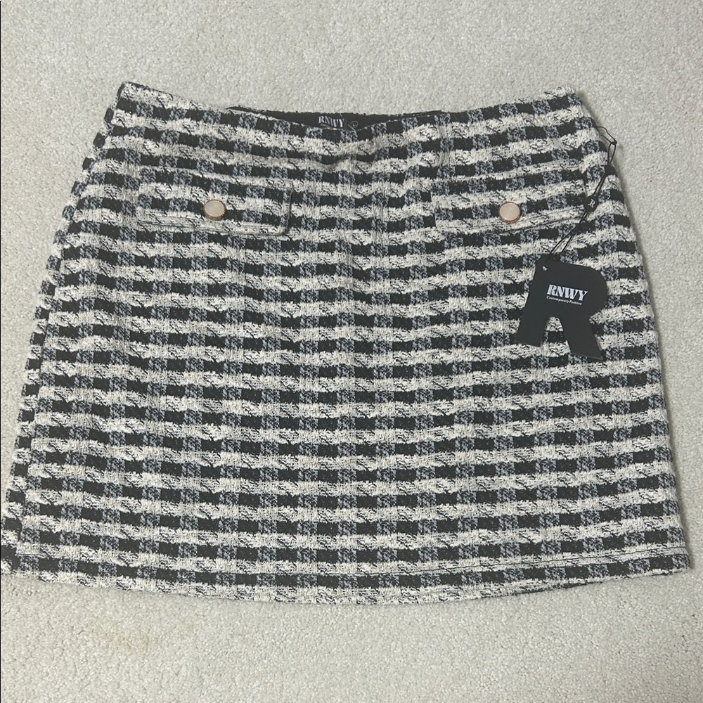 ENLVY Black and White Tweed Mini Skirt
